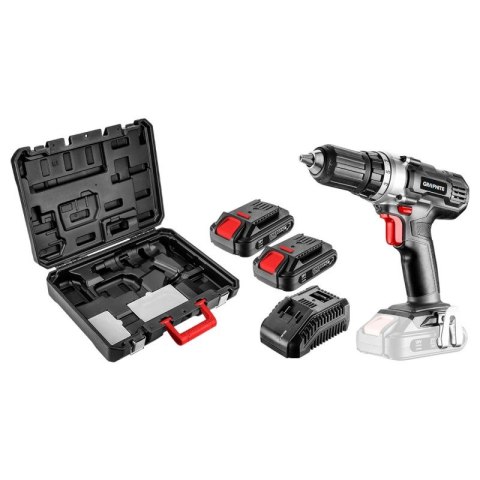 58G006-SET2 GRAPHITE WIERTARKO-WKRĘTARKA AKUMULATOROWA ENERGY+ 18V, LI-ION, UCHWYT 13 MM, 2 AKU 2AH, ŁAD, WALIZKA