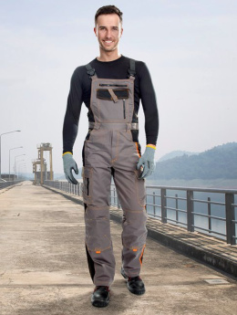 H9121 Ardon Vision spodnie robocze ogrodniczki monterskie szare dla wysokiej osoby