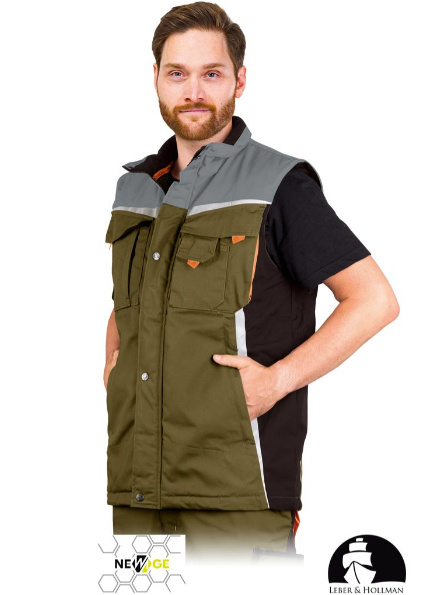 kamizelka robocza ocieplana LH-NAW-V Leber&Hollman khaki-pomarańczowa kamizelka robocza ocieplana LH-NAW-V Leber&Hollman khaki-pomarańczowa