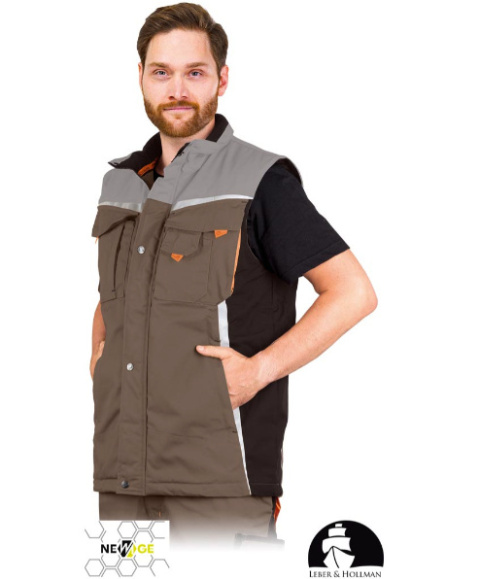 kamizelka robocza ocieplana LH-NAW-V Leber&Hollman beżowo-pomarańczowa kamizelka robocza ocieplana LH-NAW-V Leber&Hollman beżowo-pomarańczowa