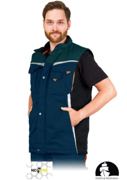 kamizelka robocza ocieplana LH-NAW-V Leber&Hollman granatowo-czarno-pomarańczowa