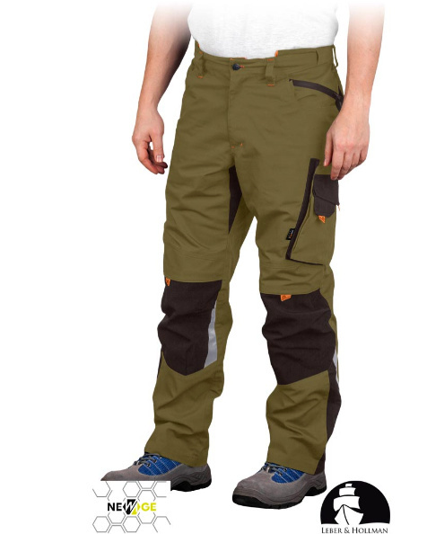 spodnie robocze do pasa LH-NA-T Leber&Hollman khaki-brązowo-pomarańczowe