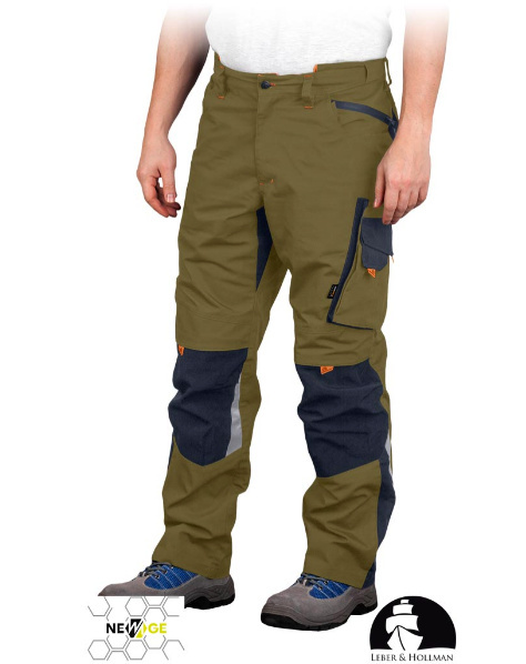 spodnie robocze do pasa LH-NA-T Leber&Hollman khaki-granatowo-pomarańczowe