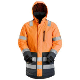 parka odblaskowa przeciwdeszczowa ocieplana AllroundWork 1830 Snickers Workwear pomarańczowo-grafitowa