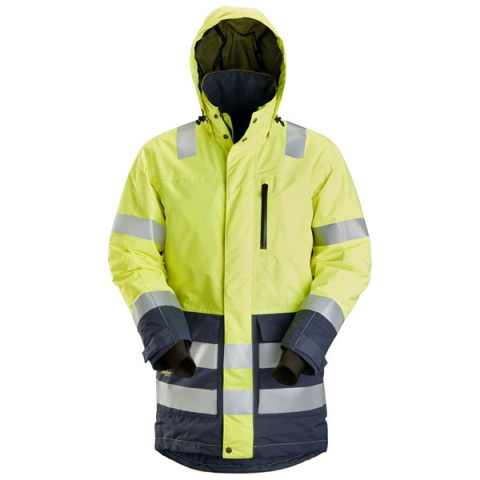 parka odblaskowa przeciwdeszczowa ocieplana AllroundWork 1830 Snickers Workwear żółto-granatowa parka odblaskowa przeciwdeszczowa ocieplana AllroundWork 1830 Snickers Workwear żółto-granatowa