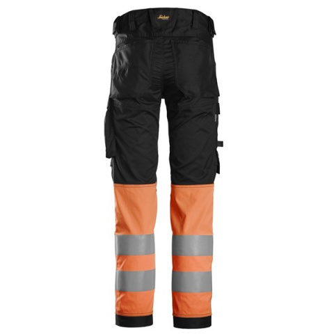 Snickers Workwear spodnie do pasa odblaskowe Stretch 6334 czarno-pomarańczowe Snickers Workwear spodnie do pasa odblaskowe Stretch 6334 czarno-pomarańczowe