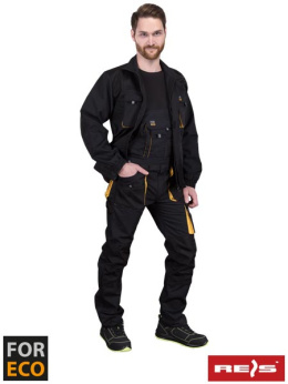 spodnie robocze ogrodniczki Foreco-B Reis czarno-żółte