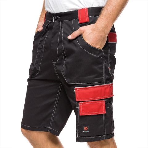 krótkie spodenki robocze Helios Avacore czarno-czerwone
