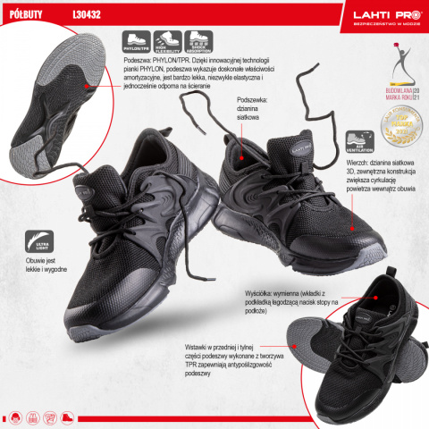 Lahti Pro półbuty ochronne z dzianiny 3D L30432