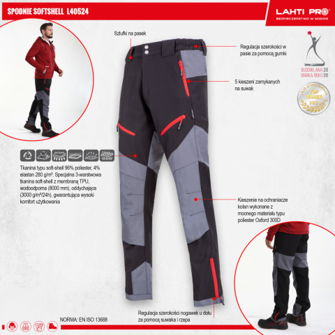Lahti Pro L405240 spodnie robocze do pasa softshell Lahti Pro L405240 spodnie robocze do pasa softshell