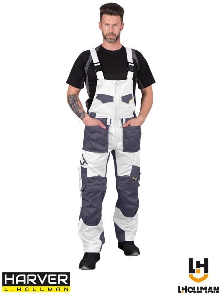 spodnie robocze ogrodniczki Harver L.Hollman biało-szary spodnie robocze ogrodniczki Harver L.Hollman biało-szary