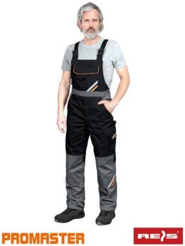 spodnie robocze ogrodniczki Prox Reis czarno-pomarańczowe