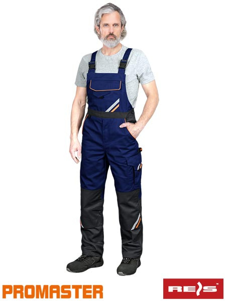 spodnie robocze ogrodniczki Prox Reis niebiesko-czarne spodnie robocze ogrodniczki Prox Reis niebiesko-czarne