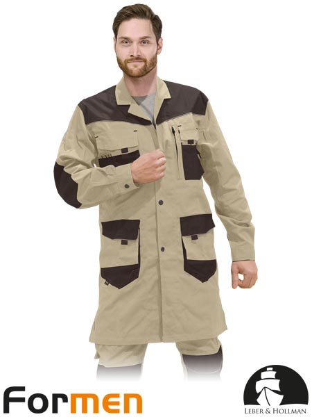 fartuch roboczy LH-FMN-C Leber&Hollman beżowo-brązowy fartuch roboczy LH-FMN-C Leber&Hollman beżowo-brązowy