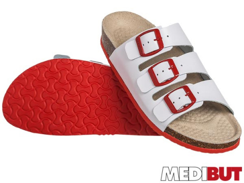 klapki BMKLAKOR3PAS Medibut biało-czerwone klapki BMKLAKOR3PAS Medibut biało-czerwone