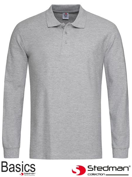 polo męskie z długim rękawem SST3400 Stedman szare
