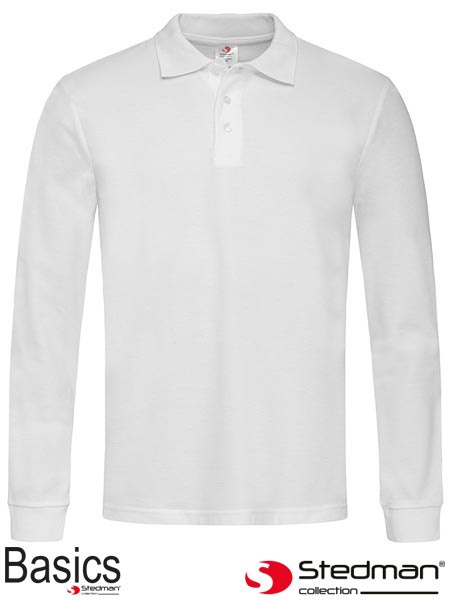 polo męskie z długim rękawem SST3400 Stedman białe