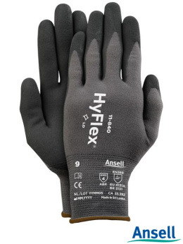 RĘKAWICE ROBOCZE  POWLEKANE NITRYLEM MANUALNE HYFLEX 11-840 ANSELL NA PRODUKCJĘ MAGAZYN DO SERWISU DO SMARÓW I OLEJU