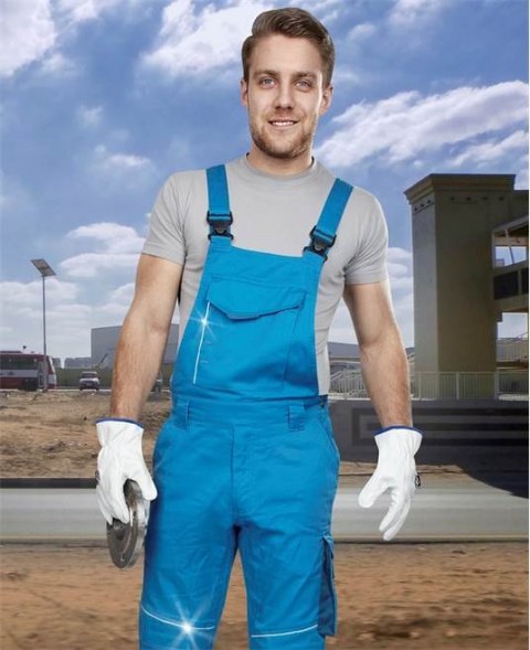 spodnie robocze ogrodniczki Summer H6119 Ardon przedłużone niebieskie