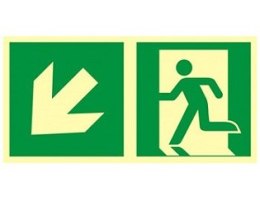 ZNAK EWAKUACYJNY - KIERUNEK DO WYJŚCIA EWAKUACYJNEGO - W DÓŁ W LEWO - AAE 103 CE PS