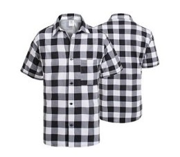 KOSZULA FLANELOWA KRÓTKI RĘKAW BIAŁO-CZARNA rozm. L