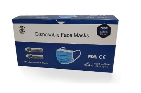 Maseczka włókninowa z gumką BIAŁO-NIEBIESKA