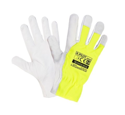 RĘKAWICE WZMOCNIONE KOZIĄ SKÓRĄ X-PILOT NEON ROZM. 9