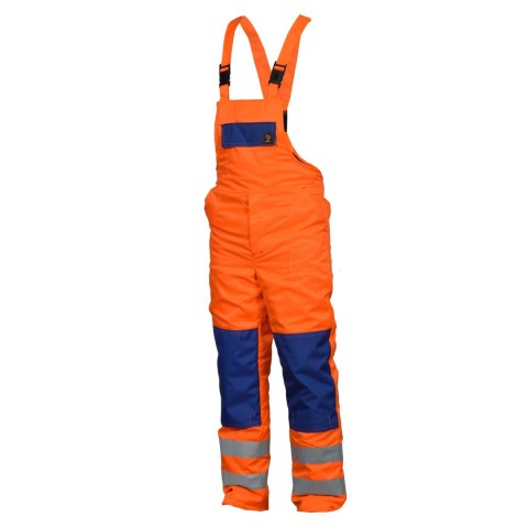 spodnie robocze ogrodniczki ocieplane z pasami odblaskowymi Procera pomarańczowe HV