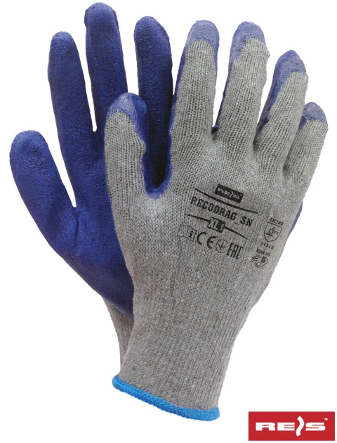 tanie rękawice budowlane robocze Reis Recodrag powlekane gumą szaro-niebieskie tanie rękawice budowlane robocze Reis Recodrag powlekane gumą szaro-niebieskie