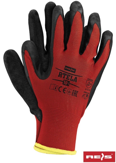 Reis RTELA lateks rękawice robocze powlekane lateksem budowlane czerwono-czarne Reis RTELA lateks rękawice robocze powlekane lateksem budowlane czerwono-czarne