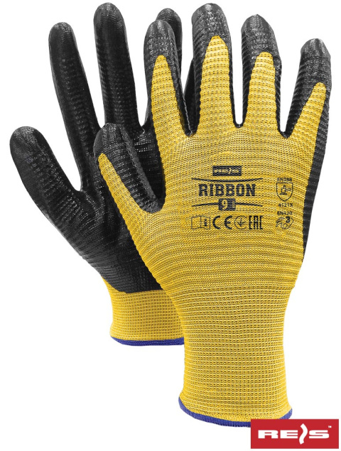 rękawice ochronne powlekane nitrylem Ribbon Reis żółto-czarne rękawice ochronne powlekane nitrylem Ribbon Reis żółto-czarne