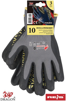 rękawice robocze Ryellowberry-s Reis powlekane nitrylem stalowo-czarno-żółty