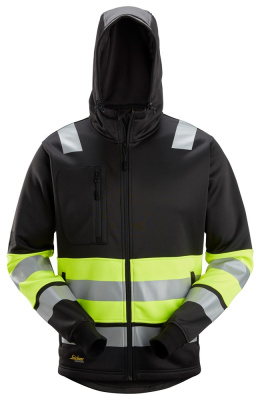 bluza robocza odblaskowa z kapturem na suwak 8038 Snickers Workwear czarno-żółta
