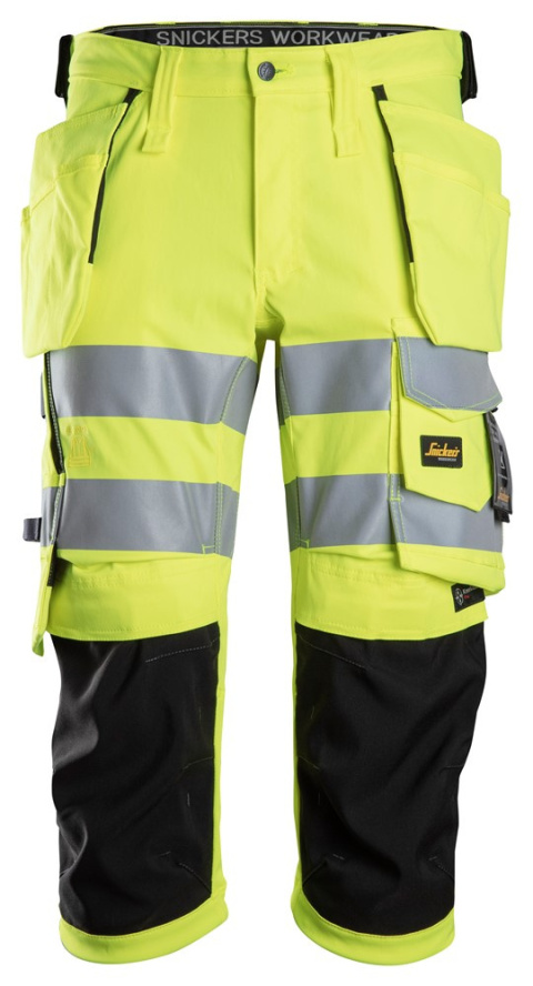 spodnie robocze do pasa odblaskowe piratki z workami kieszeniowymi Stretch 6138 Snickers Workwear żółte spodnie robocze do pasa odblaskowe piratki z workami kieszeniowymi Stretch 6138 Snickers Workwear żółte
