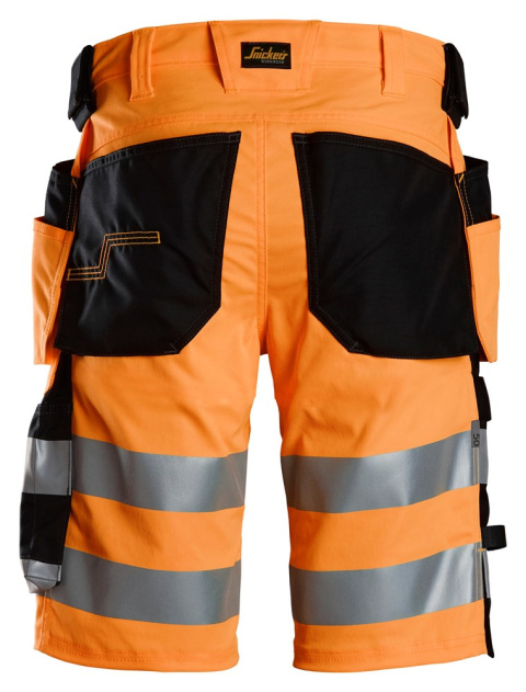 krótkie spodenki robocze odblaskowe z workami kieszeniowymi Stretch 6135 Snickers Workwear pomarańczowo-czarne krótkie spodenki robocze odblaskowe z workami kieszeniowymi Stretch 6135 Snickers Workwear pomarańczowo-czarne