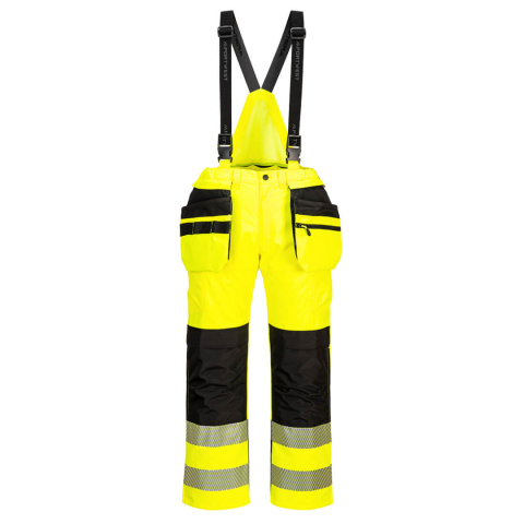 spodnie robocze ogrodniczki ostrzegawcze PW3 Hi-Vis Rain PW356 Portwest żółto-czarne