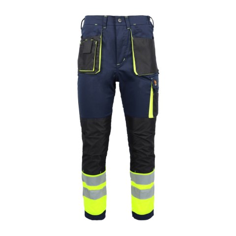Spodnie robocze odblaskowe Proman Stretch 250 Procera granatowe z żółtymi wstawkami Spodnie robocze odblaskowe Proman Stretch 250 Procera granatowe z żółtymi wstawkami
