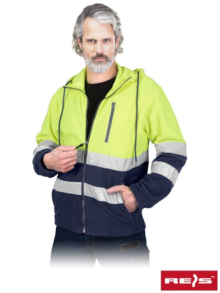bluza robocza polarowa z pasami odblaskowymi Polstrip-HD Reis żółto-granatowa bluza robocza polarowa z pasami odblaskowymi Polstrip-HD Reis żółto-granatowa