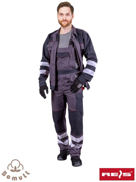 spodnie robocze ogrodniczki Bomullx Reis szaro-ciemnoszare spodnie robocze ogrodniczki Bomullx Reis szaro-ciemnoszare