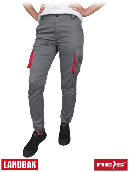 spodnie robocze do pasa damskie FRAU-JOG Reis szaro-czerwone