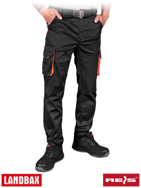 spodnie robocze do pasa męskie LAND-JOG Reis czarno-pomarańczowe spodnie robocze do pasa męskie LAND-JOG Reis czarno-pomarańczowe