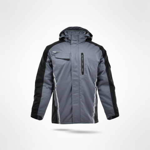 kurtka robocza ocieplana długa Standard Winter Sara Workwear szaro-czarna