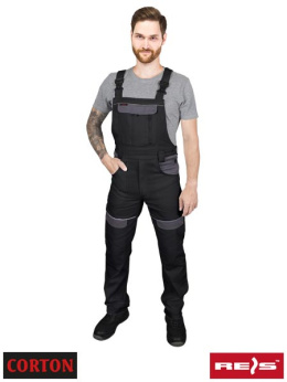 spodnie robocze ogrodniczki męskie Corton Reis czarno-szare