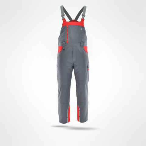 spodnie robocze ogrodniczki ocieplane Standard Winter Sara Workwear szaro-czerwone spodnie robocze ogrodniczki ocieplane Standard Winter Sara Workwear szaro-czerwone