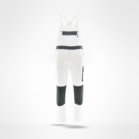 spodnie robocze ogrodniczki Skiper Sara Workwear biało-szare spodnie robocze ogrodniczki Skiper Sara Workwear biało-szare