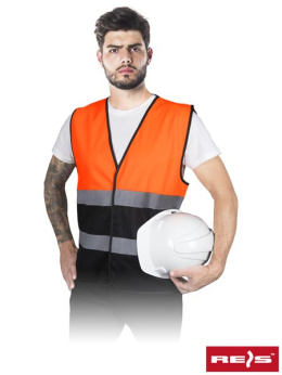 kamizelka robocza z pasami odblaskowymi KOS-DOUBLE Reis pomarańczowo-czarna