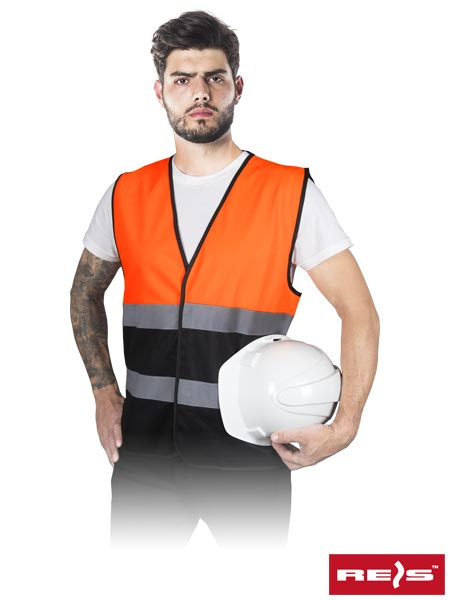 kamizelka robocza z pasami odblaskowymi KOS-DOUBLE Reis pomarańczowo-czarna kamizelka robocza z pasami odblaskowymi KOS-DOUBLE Reis pomarańczowo-czarna