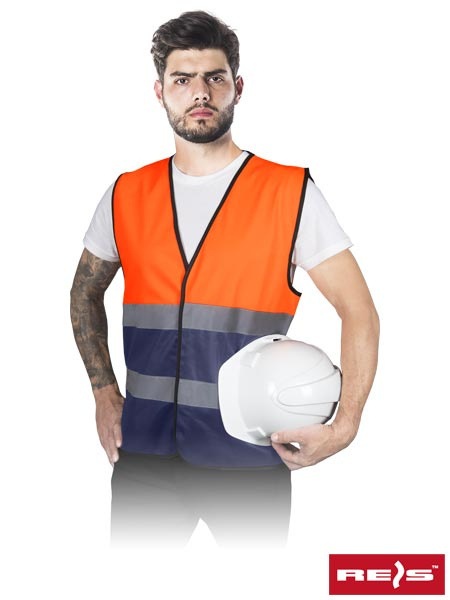 kamizelka robocza z pasami odblaskowymi KOS-DOUBLE Reis pomarańczowo-granatowa kamizelka robocza z pasami odblaskowymi KOS-DOUBLE Reis pomarańczowo-granatowa