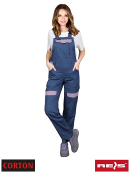spodnie robocze ogrodniczki damskie Corton Reis granatowo-ciemnowrzosowe