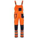 spodnie robocze ogrodniczki odblaskowe Basic Neon Line Stalco pomarańczowo-czarne